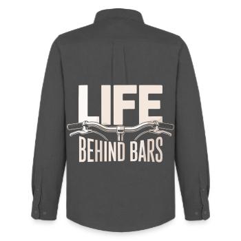 Life Behind Bars Rad Shirt - Men's Oxford Shirt by Stanley/Stella - anthracite - Back - AI Model Male 185 dark (185cm)