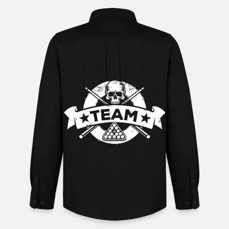 Eight Ball, Billardkugel, Billard Team, Name - Männer Oxford Hemd von Stanley/Stella - Schwarz