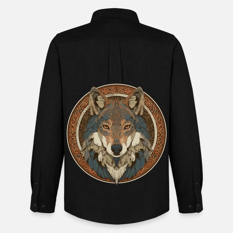Legendenhafter Wolf mit keltischem Muster - Männer Oxford Hemd von Stanley/Stella - Schwarz