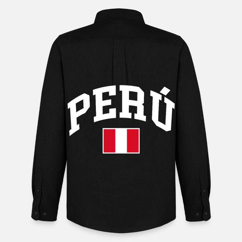 Peru Flagge - Männer Oxford Hemd von Stanley/Stella - Schwarz