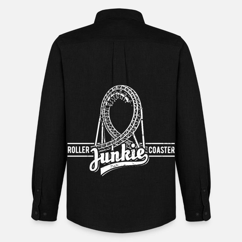 Rollercoaster Junkie - Roller Coaster - Looping - Men's Oxford Shirt by Stanley/Stella - black