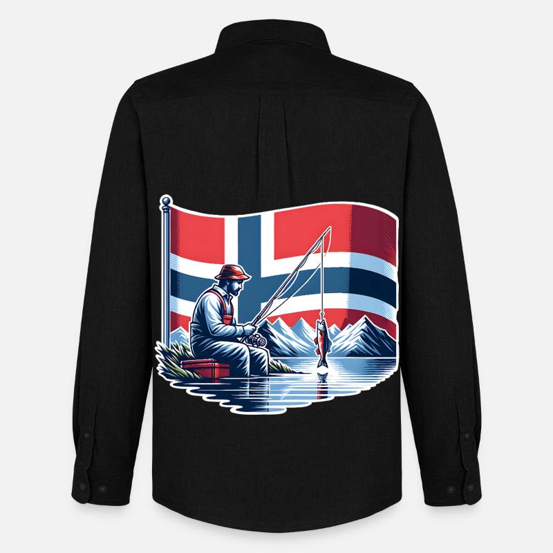Norwegen Angeln Boot - Männer Oxford Hemd von Stanley/Stella - Schwarz