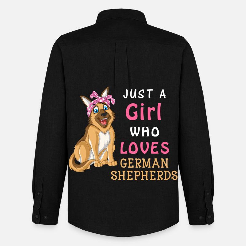 Mädchen liebt Deutschen Schäferhund - Männer Oxford Hemd von Stanley/Stella - Schwarz