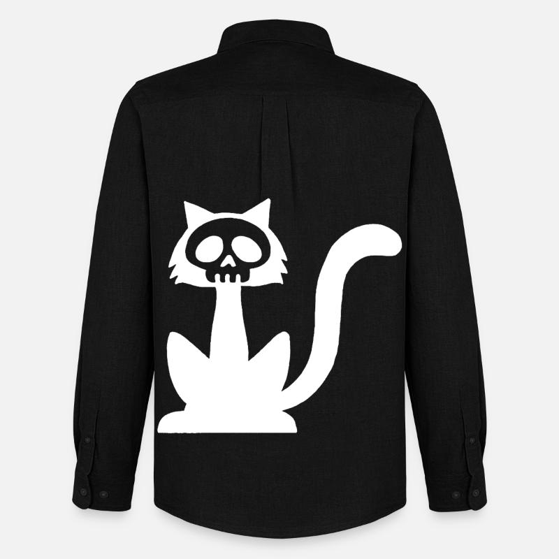 Weißer Katzenschädel - Männer Oxford Hemd von Stanley/Stella - Schwarz