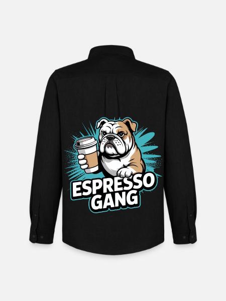 Espresso Gang Bulldog - Men's Oxford Shirt by Stanley/Stella - black
