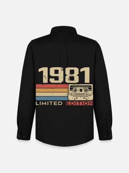 Legenden 1981 Vintage 1981 Jubileum 1981 vintage - Stanley/Stella Oxford Heren overhemd - zwart