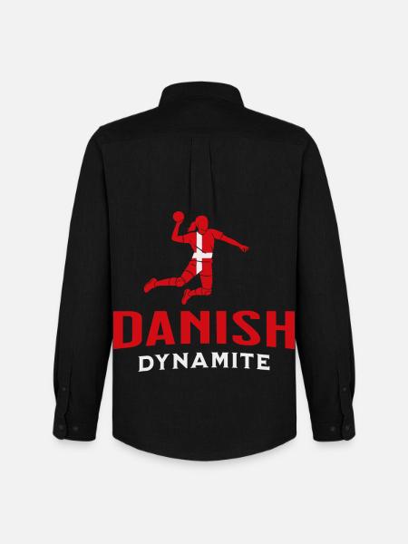 Håndbold VM 2025 Danmark Fan Pullover Hættetrøje - Oxfordskjorte herre Stanley/Stella - sort