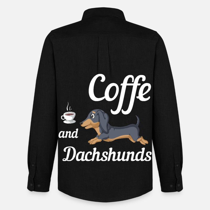 Kaffee Und Dackel T-Shirt - Männer Oxford Hemd von Stanley/Stella - Schwarz