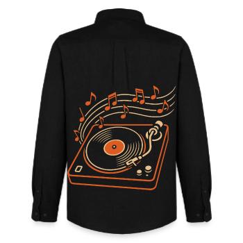 Tourne-disque vinyle pour les mélomanes - Chemise Oxford homme Stanley/Stella - noir - Dos - AI Model Male 185 dark (185cm)
