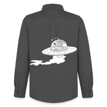 Vaisseau spatial extraterrestre (blanc) - Chemise Oxford homme Stanley/Stella - charbon - Dos - AI Model Male 185 dark (185cm)
