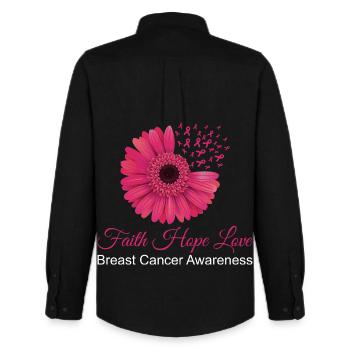 Glaube Hoffnung Liebe Brustkrebs Bewusstsein Blume T-Shirt - Männer Oxford Hemd von Stanley/Stella - Schwarz - Hinten - AI Model Male 185 dark (185cm)