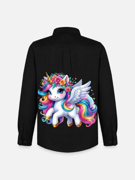 Regenbogen geflügelte Einhornkrone - Männer Oxford Hemd von Stanley/Stella - Schwarz