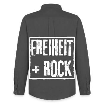 FREEDOM and ROCK GRUNGE ROCK GRAFFITI DESIGN - Men's Oxford Shirt by Stanley/Stella - anthracite - Back - AI Model Male 185 dark (185cm)
