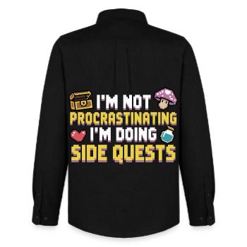 Im Not Procrastinating Im Doing Side Quests - Men's Oxford Shirt by Stanley/Stella - black - Back - AI Model Male 185 dark (185cm)
