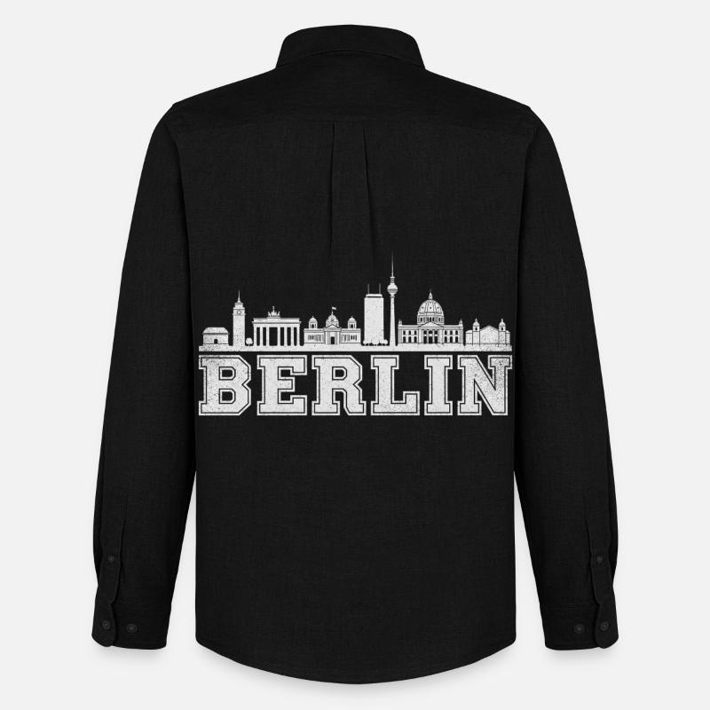 Berlin Skyline Retro - Männer Oxford Hemd von Stanley/Stella - Schwarz