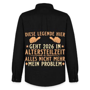Altersteilzeit 2026 Legende in Frührente - Männer Oxford Hemd von Stanley/Stella - Schwarz - Hinten - AI Model Male 185 dark (185cm)