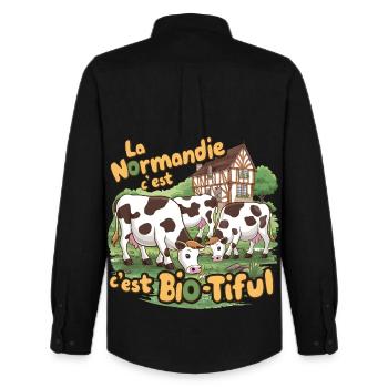 Normandie ist ein bio-tiful humorvolles Geschenk - Männer Oxford Hemd von Stanley/Stella - Schwarz - Hinten - AI Model Male 185 dark (185cm)