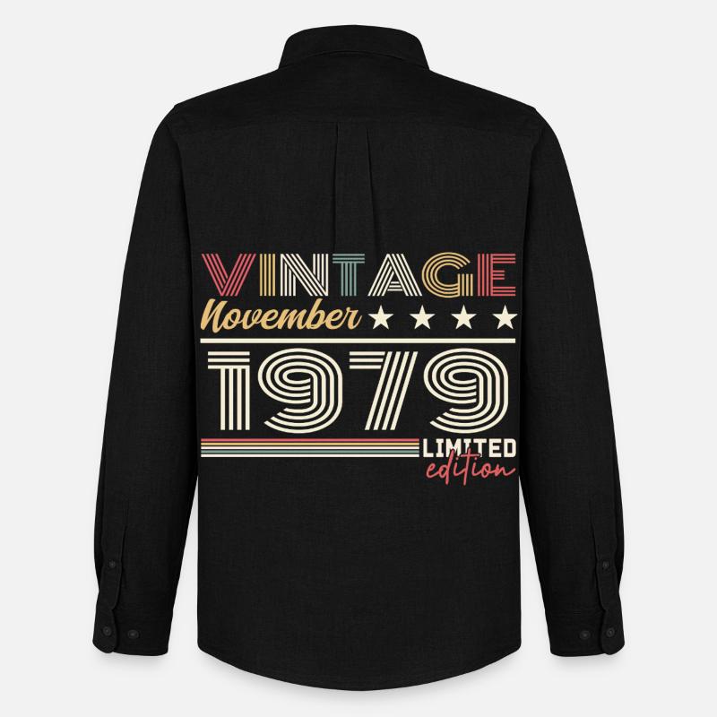 November 1979 - Männer Oxford Hemd von Stanley/Stella - Schwarz