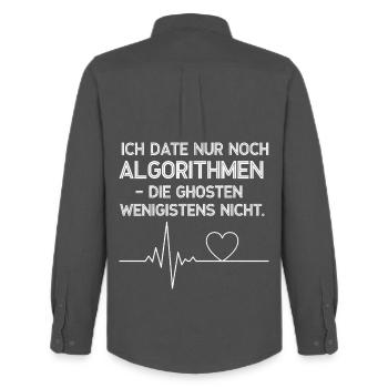 Algorithmus Dating Herzbeat - Männer Oxford Hemd von Stanley/Stella - Anthrazit - Hinten - AI Model Male 185 dark (185cm)