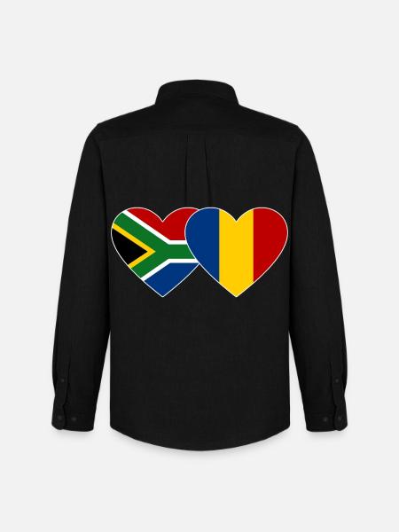 Südafrika Rumänien Flagge Herz - Männer Oxford Hemd von Stanley/Stella - Schwarz