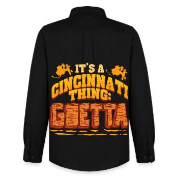 Goetta Wurst Cincinnati Thing - Männer Oxford Hemd von Stanley/Stella - Schwarz - Hinten - AI Model Male 185 dark (185cm)