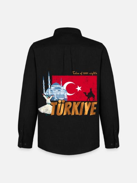 Türkiye Istanbul Vintage Flaga Turcja Sovenir - Stanley/Stella koszula Oxford męska - czarny