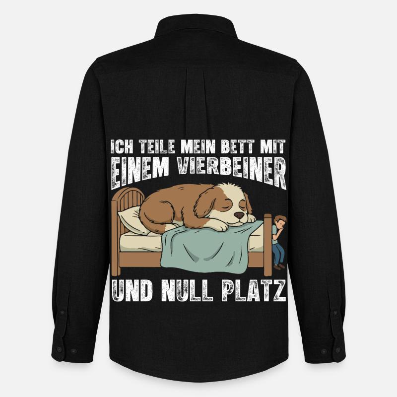 Hund als Bettmitbewohner - Männer Oxford Hemd von Stanley/Stella - Schwarz