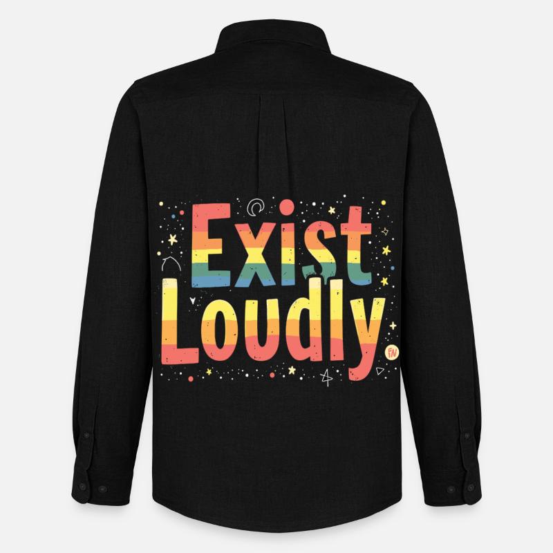 Exist Loudly – Buntes Pride Empowerment - Männer Oxford Hemd von Stanley/Stella - Schwarz