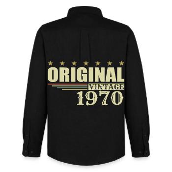 1970 Birthday - 1970 - Men's Oxford Shirt by Stanley/Stella - black - Back - AI Model Male 185 dark (185cm)
