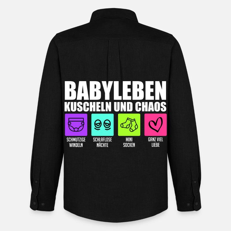 Werdende Mutter BABYLEBEN KUSCHELN UND CHAOS - Männer Oxford Hemd von Stanley/Stella - Schwarz