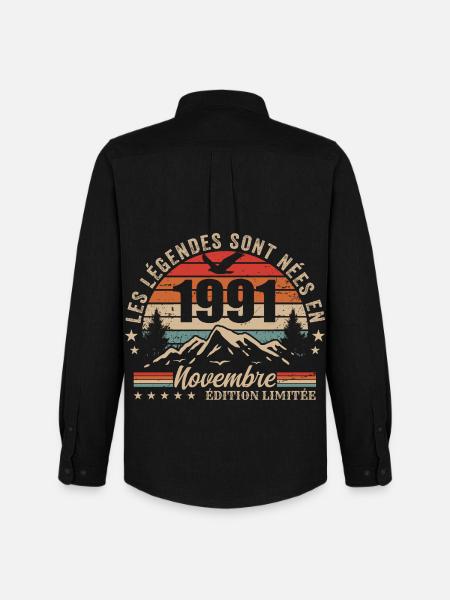 Awesome since November 1991 | November 1991 - Men's Oxford Shirt by Stanley/Stella - black