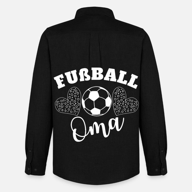 Fußball Oma Herzdesign - Männer Oxford Hemd von Stanley/Stella - Schwarz