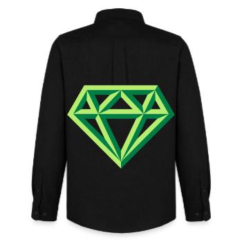 Diamant (pierre précieuse symbole brillant / Outl. Gre 2C) - Chemise Oxford homme Stanley/Stella - noir - Dos - AI Model Male 185 dark (185cm)