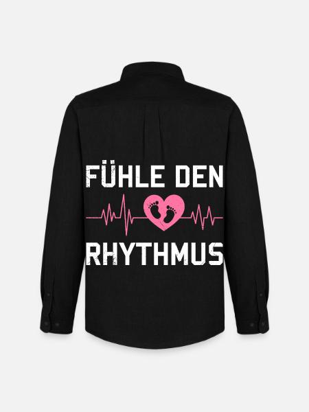 Expectant Mom FEEL THE RHYTHM Funny - Men's Oxford Shirt by Stanley/Stella - black