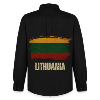 Vintage flag of Lithuania, proud Lithuanian - Men's Oxford Shirt by Stanley/Stella - black - Back - AI Model Male 185 dark (185cm)