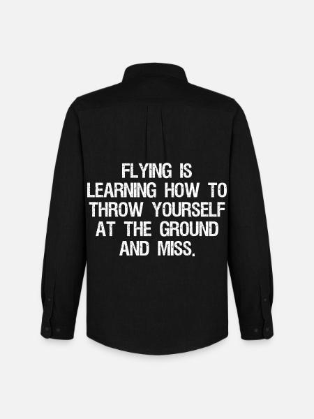 flying is learning how to throw yourself at the - Men's Oxford Shirt by Stanley/Stella - black