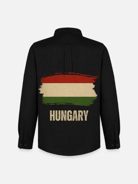 Grunge flag of Hungary, Hungarian pride - Men's Oxford Shirt by Stanley/Stella - black