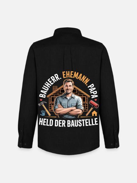 Held der Baustelle – Papa, Ehemann & Bauherr - Männer Oxford Hemd von Stanley/Stella - Schwarz