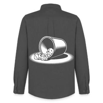 Schocken Team Schock Out! Dice Puzzle Jule - Men's Oxford Shirt by Stanley/Stella - anthracite - Back - AI Model Male 185 dark (185cm)