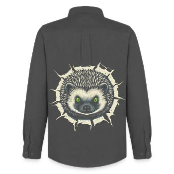 Hérisson mignon jetant un coup d’œil hors de la fissure - Cadeau amusant - Chemise Oxford homme Stanley/Stella - charbon - Dos - AI Model Male 185 dark (185cm)