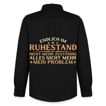 La retraite n’est plus responsable - don de rente - Chemise Oxford homme Stanley/Stella - noir - Dos - AI Model Male 185 dark (185cm)
