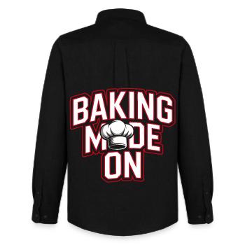 Backen Modus An - Kochhut Design - Männer Oxford Hemd von Stanley/Stella - Schwarz - Hinten - AI Model Male 185 dark (185cm)