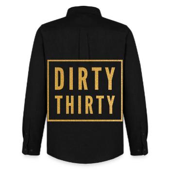 Dirty Thirty 30e anniversaire - Chemise Oxford homme Stanley/Stella - noir - Dos - AI Model Male 185 dark (185cm)