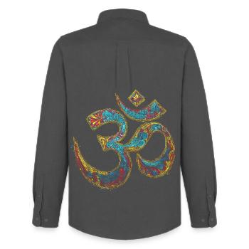 Om Symbol – Colorful Spiritual Art Design - Men's Oxford Shirt by Stanley/Stella - anthracite - Back - AI Model Male 185 dark (185cm)