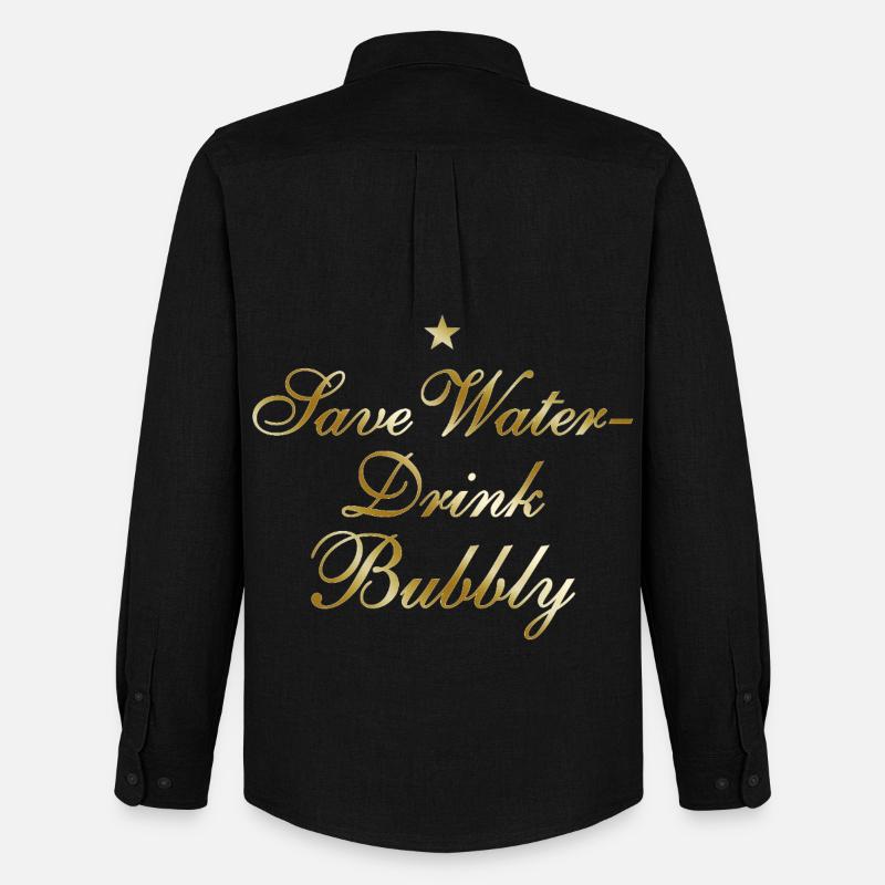 Save Water Drink Bubbly - Männer Oxford Hemd von Stanley/Stella - Schwarz