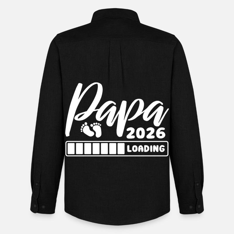 Papa 2026 loading - Schwangerschaft - Geschenk - Männer Oxford Hemd von Stanley/Stella - Schwarz