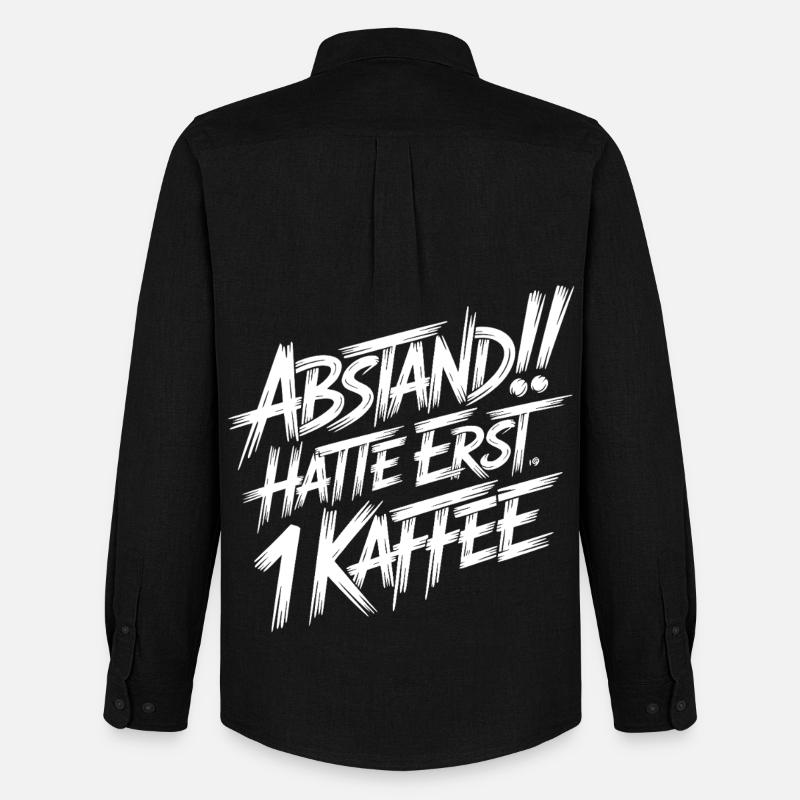 Abstand! Halte erst 1 Kaffee - Männer Oxford Hemd von Stanley/Stella - Schwarz