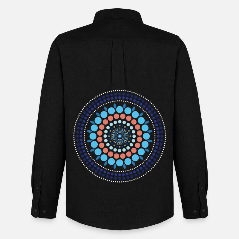 Blue Gradient Dot Mandala - Männer Oxford Hemd von Stanley/Stella - Schwarz