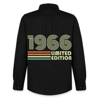 Cadeau d’anniversaire rétro vintage 1966 - Chemise Oxford homme Stanley/Stella - noir - Dos - AI Model Male 185 dark (185cm)