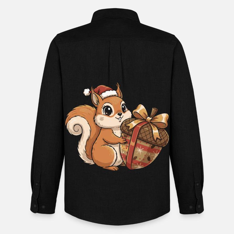 Winterfreude Eichhörnchen Geschenk - Männer Oxford Hemd von Stanley/Stella - Schwarz